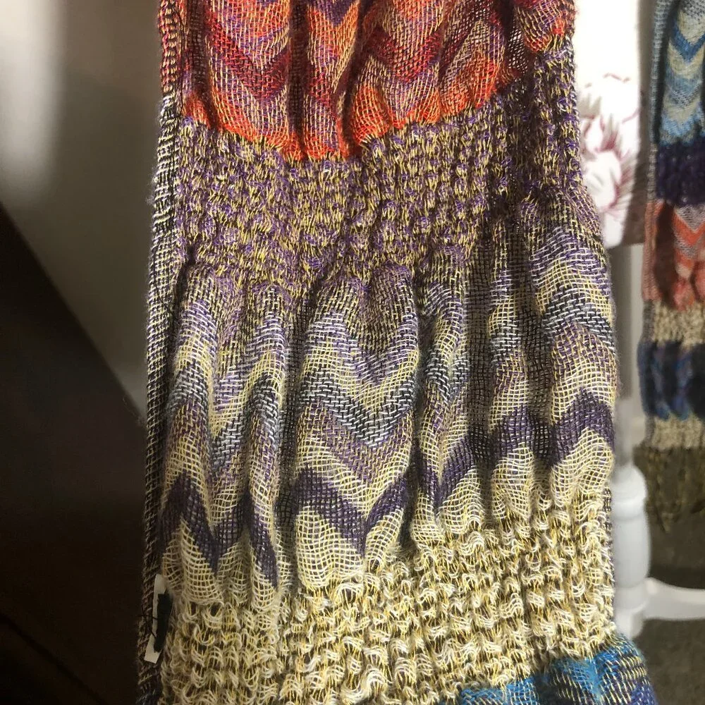 🧶 Textured Chevron Stripe Scarf with Fringe | Cozy & Artful Layers